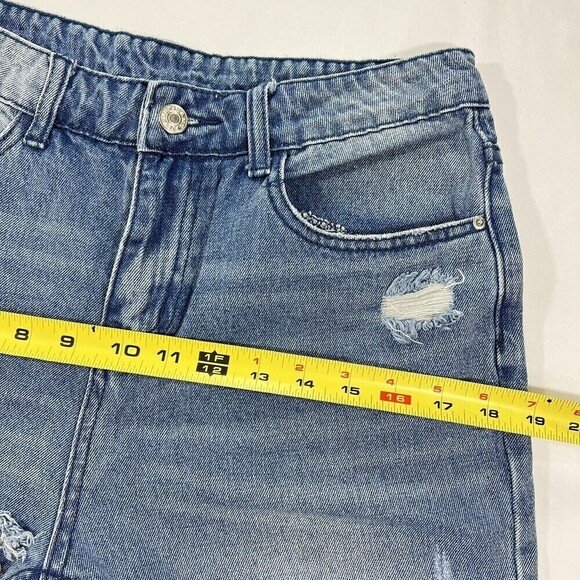 Women’s Denim Jeans High Rise Flare and Wide Leg  Fray Hem Distressed Size M - Picture 9 of 12